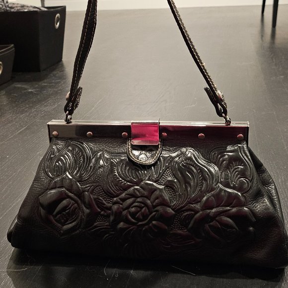 Patricia Nash | Bags | Patricia Nash Black Tooled Leather Frame Satchel ...